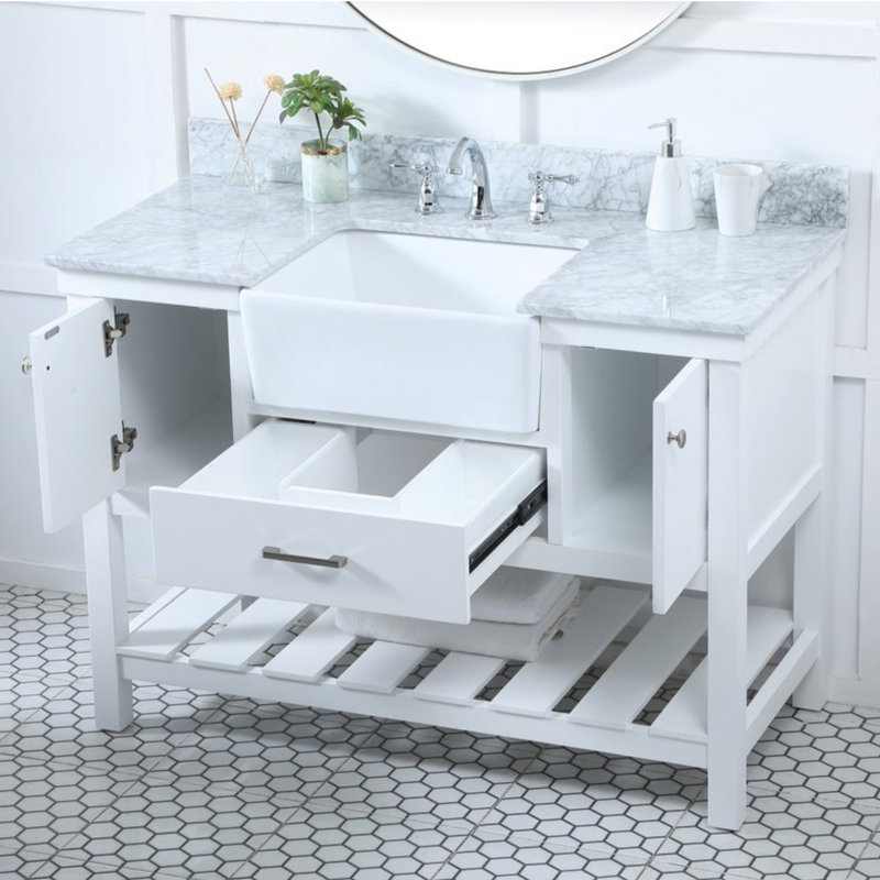 Meuble-lavabo simple 48 po avec dosseret Pelaghia, Blanc