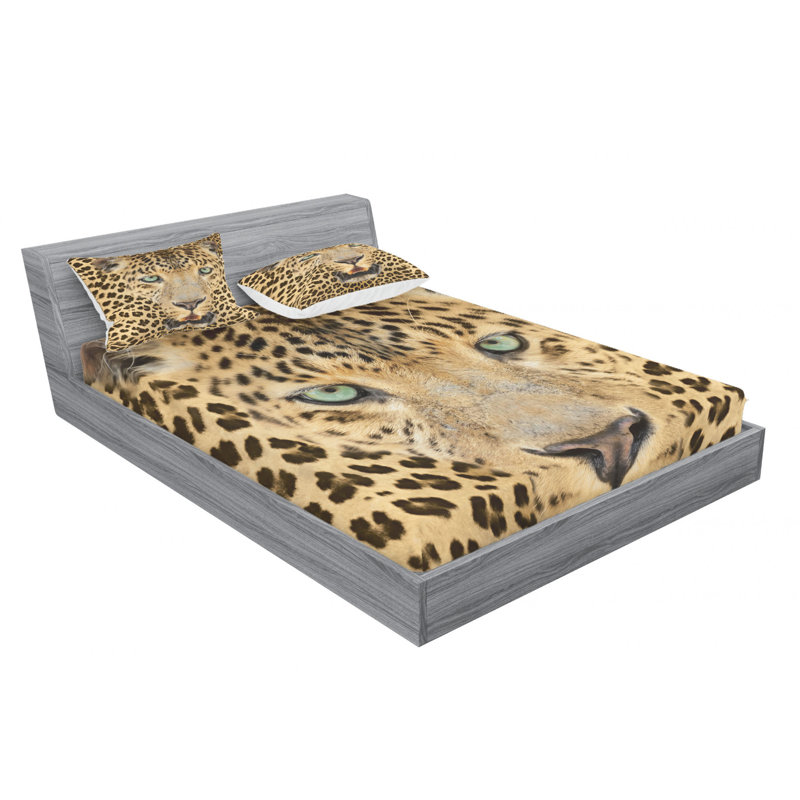 Leopard Print Queen Microfiber Sheet Set with Pillowcases