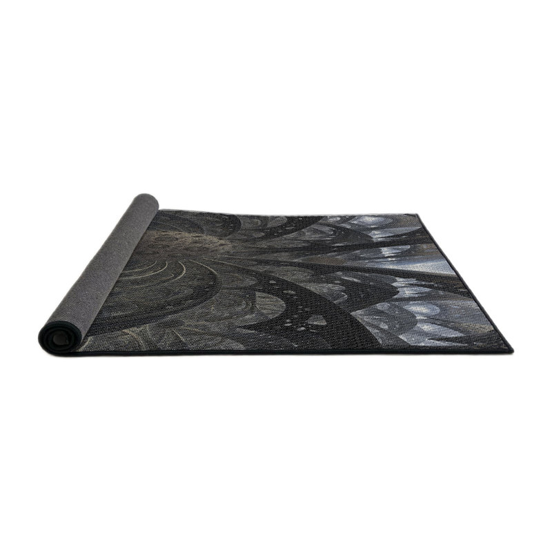 Tapis gris tissé à la machine, Rond 6 pi