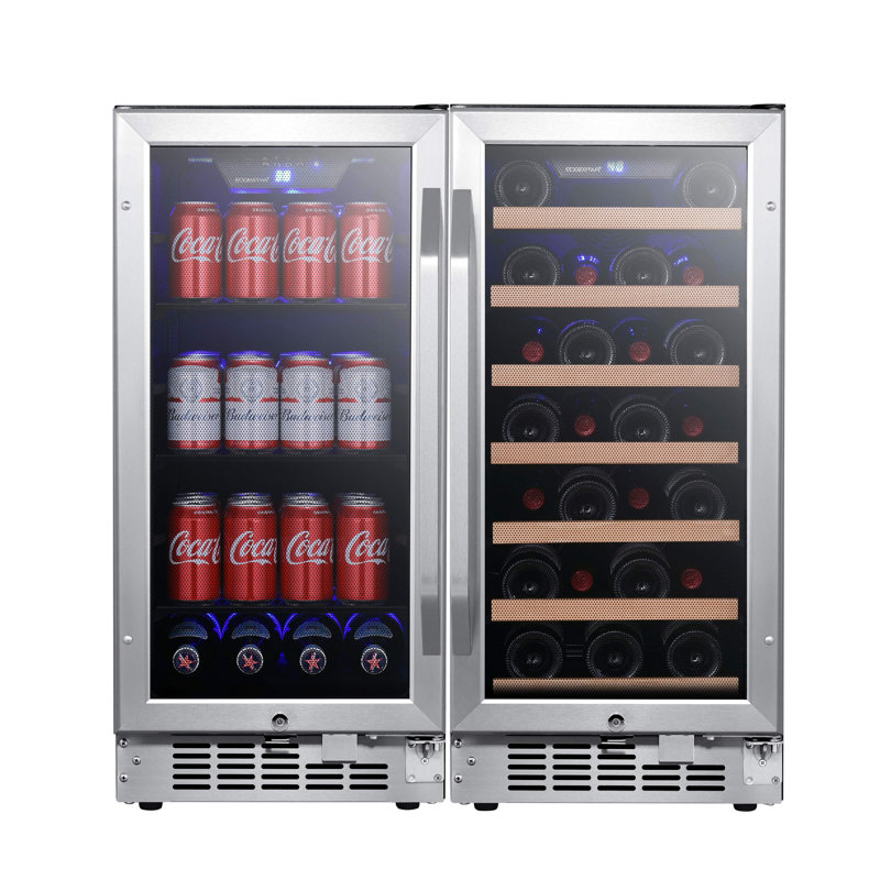 EdgeStar 30'' W 80 Cans (12 oz.) 5.3 Cubic Feet Beverage Cooler with Wine Storage and Glass Door