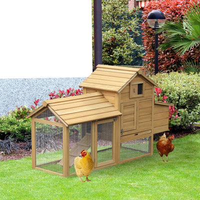 Petit poulailler en bois 59 po Pawhut avec 2 portes, nichoir et plateau amovible