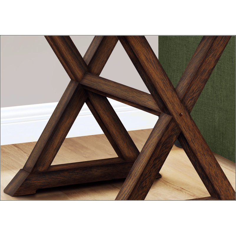 Table d'appoint avec base en bois massif de style tréteau, Walnut