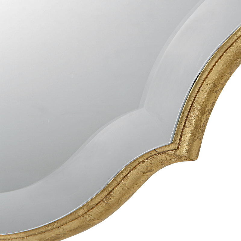 Ikumi Beveled Classic Accent Mirror, Lightly antiqued/Gold leaf, 30" x 19.9"