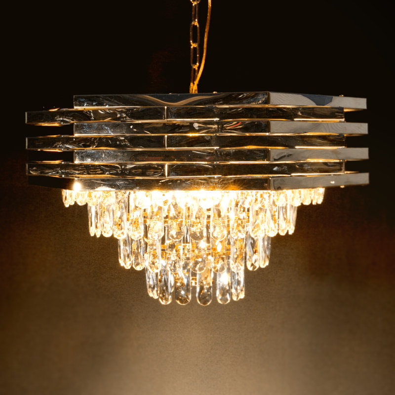 Lustre à gradateur à 9 lumières avec accents en cristal Modern