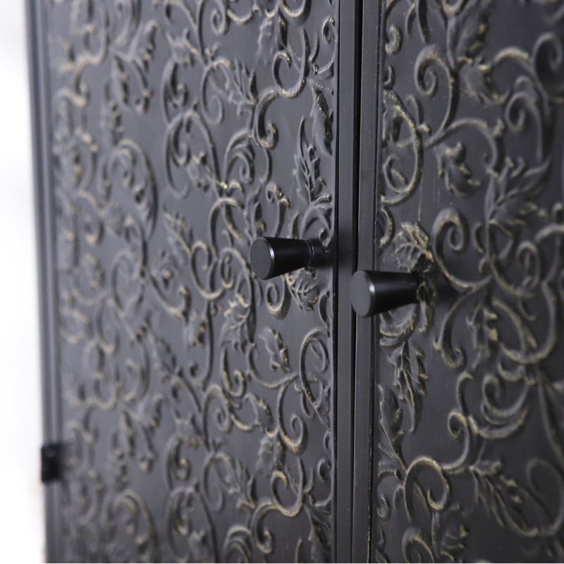 Distinctive Decorative Storage Cabinet with Embossed Pattern for Various Rooms