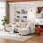 Corduroy Modular Sectional Couch with Ottoman Chaise, L Shaped 4-seat Sofa for Living Room, Apartment, Lounge, Modern Armrest Neck Support Furniture-896598009