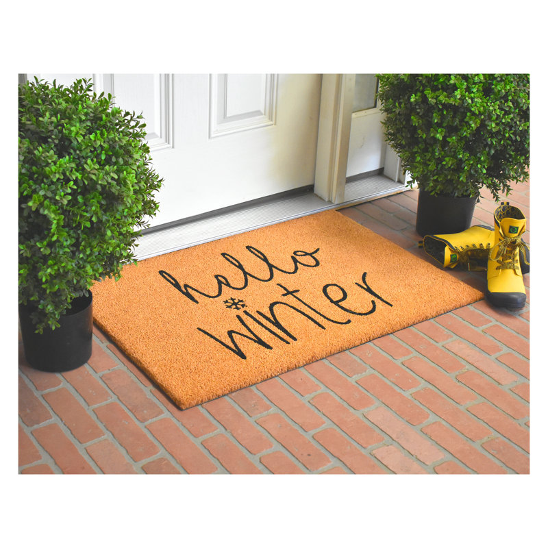 Hello Winter Coir Rectangular Outdoor Doormat