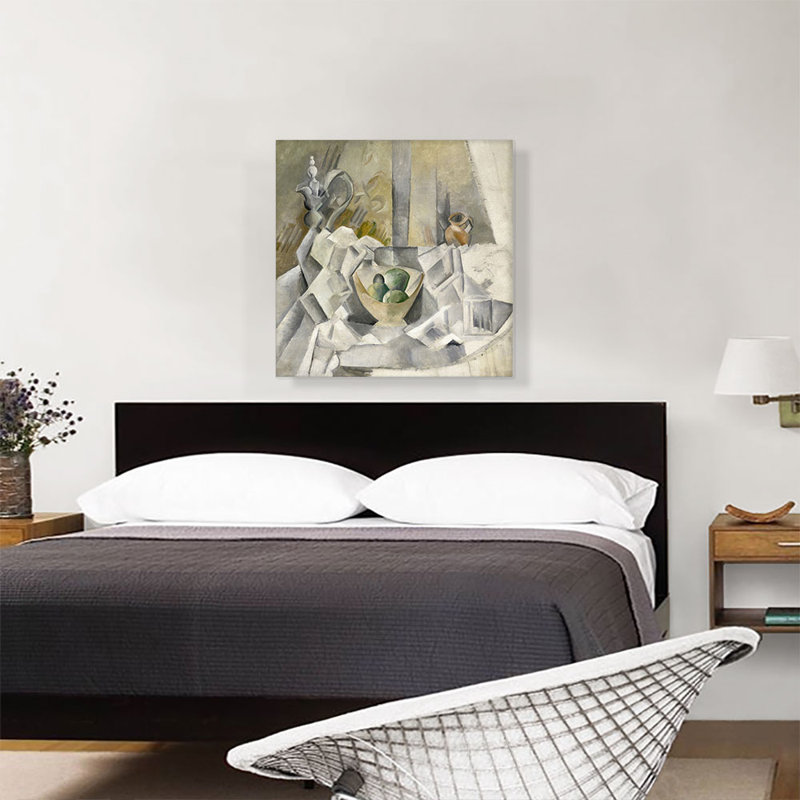 Carafe, Jug And Fruit Bowl 1909 by Pablo Picasso - Wrapped Canvas Painting, 26" H x 26" W x 1.5" D