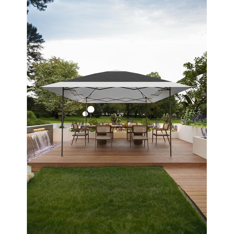 Tente d'auvent instantanée 12 x 12 avec double toit pour patio, Gris, H 120 po x l 120 po x P 118 po
