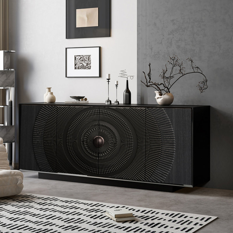 Buffet noir sur pied haut de gamme, H 35,43 po x l 70,87 po x P 15,75 po