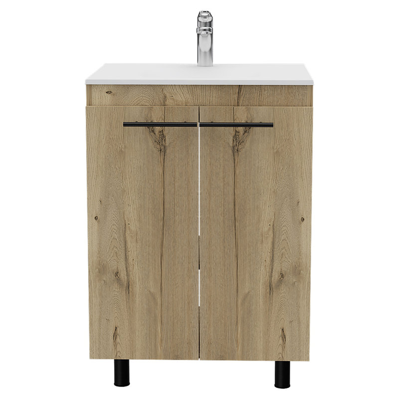 2-Door Rectangle Freestanding Vanity Cabinet, Light Oak