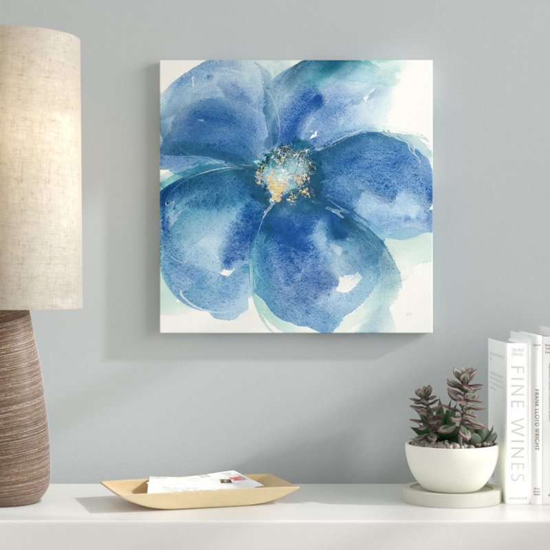 " Indigo Mint IV ", 36" H x 36" W x 1.5" D, Wrapped Canvas