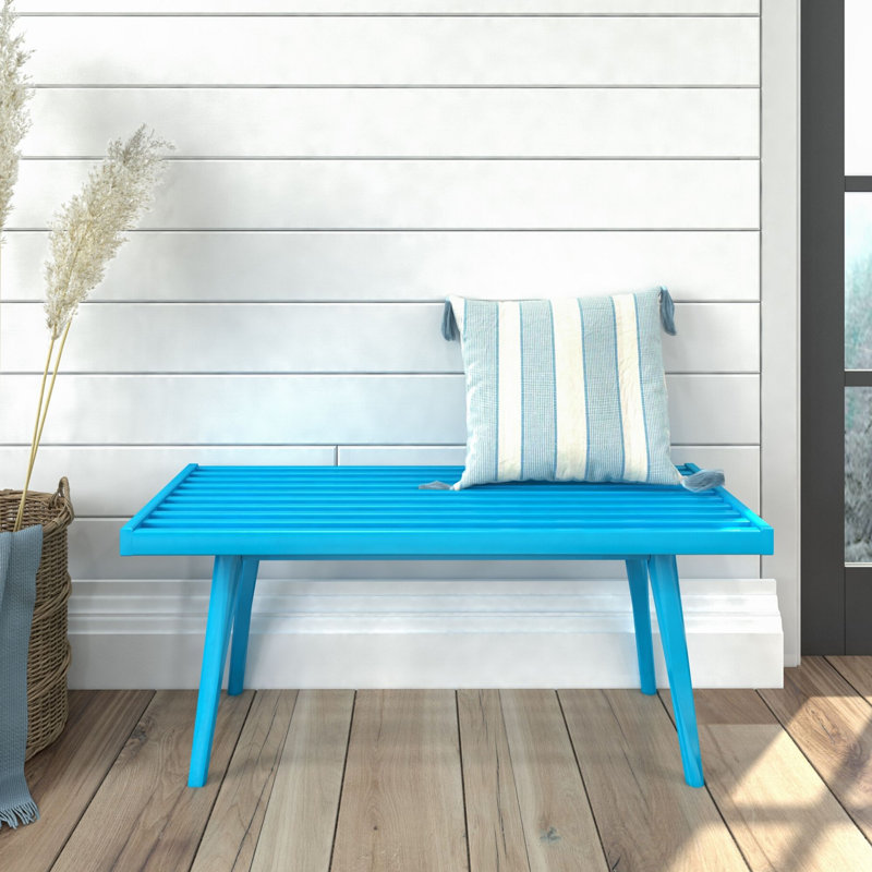 Levitus Wood Bench, Teal, 17.5" H x 41.25" W x 16.5" D
