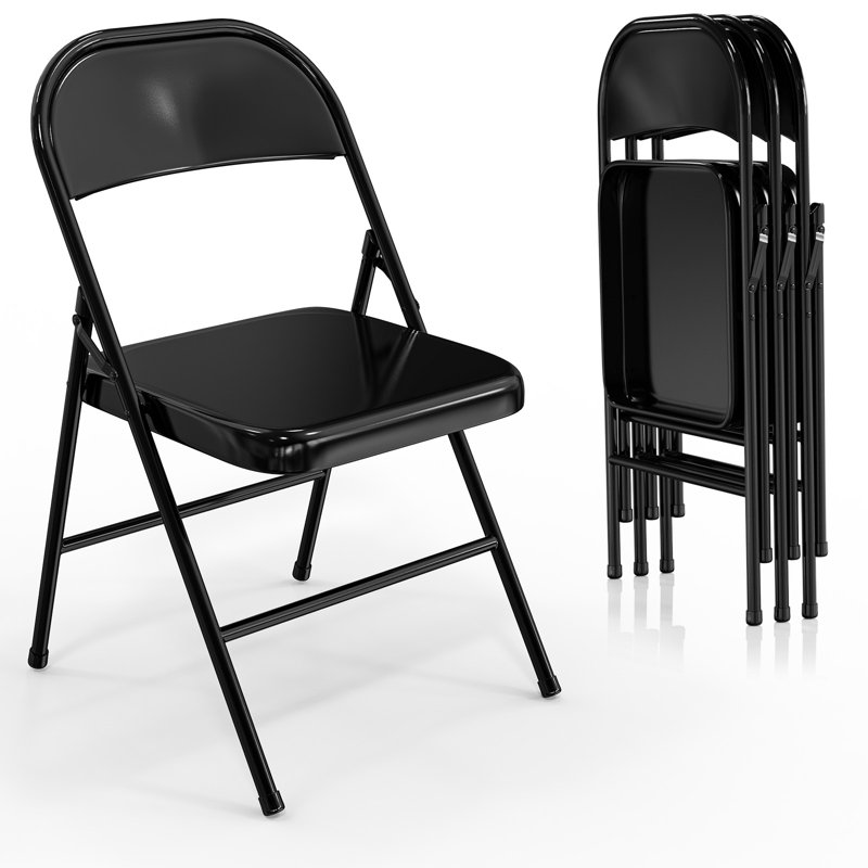 Miramar Metal Stackable Folding Chair Folding Chair Set, Black