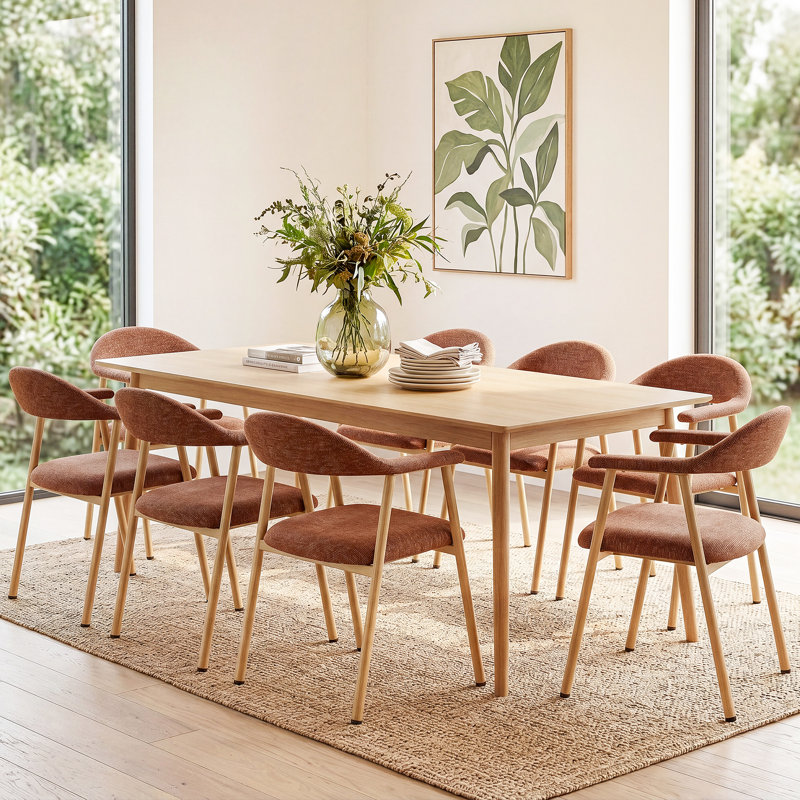 Modern Upholstered Kitchen Dining Chairs, 8, Orange