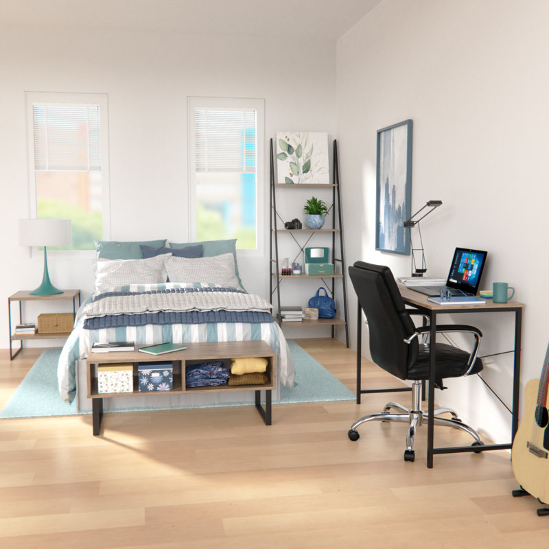 Mixed Material Furniture Set, Brown