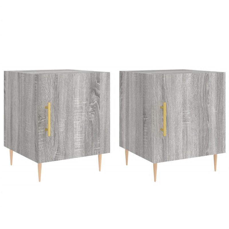 Bouzov 40cm W Iron Bedside Table, Grey Sonoma