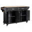 Îlot de cuisine avec comptoir en bois d'hévéa, chariot de cuisine sur 5 roues avec armoire de rangement-446476662