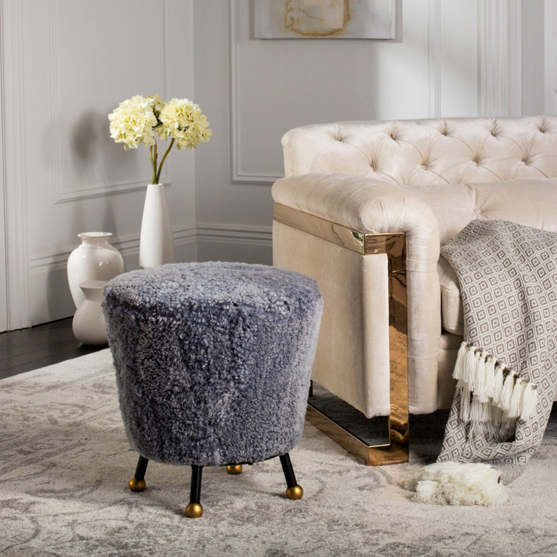 Upholstered Ottoman, Light Blue