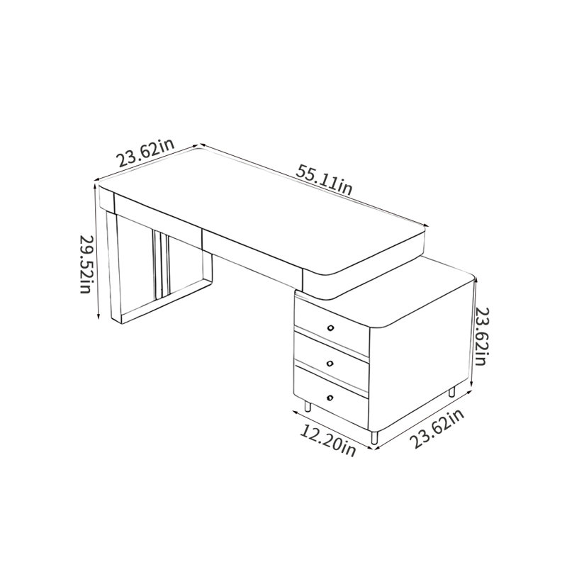 Bureau haut de gamme élégant et luxueux, H 29,52 po x l 55,11 po x P 23,62 po, Blanc, Noir