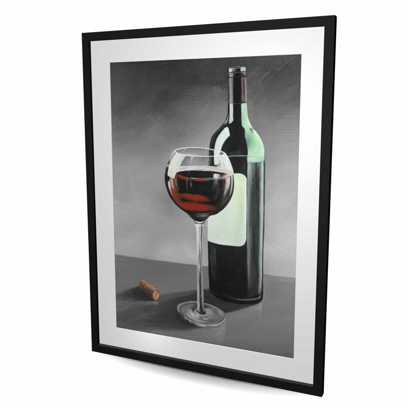 Bouteille de bourgogne - reproduction matte encadrée pour la décoration intérieure, H 48 po x l 36 po, Noir