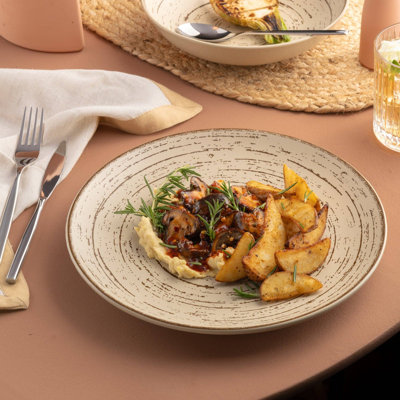 TORNADO-SAND DOLLAR Premium Porcelain Plate | Vital Coupe Round Rimless Plate | Microwave & Dishwasher Safe