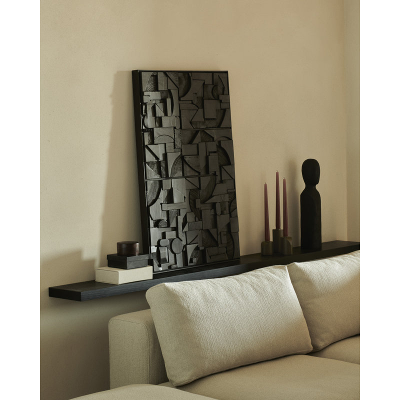 Handmade Solid Wood Wall Décor, 36" H x 47" W x 2" D, Black