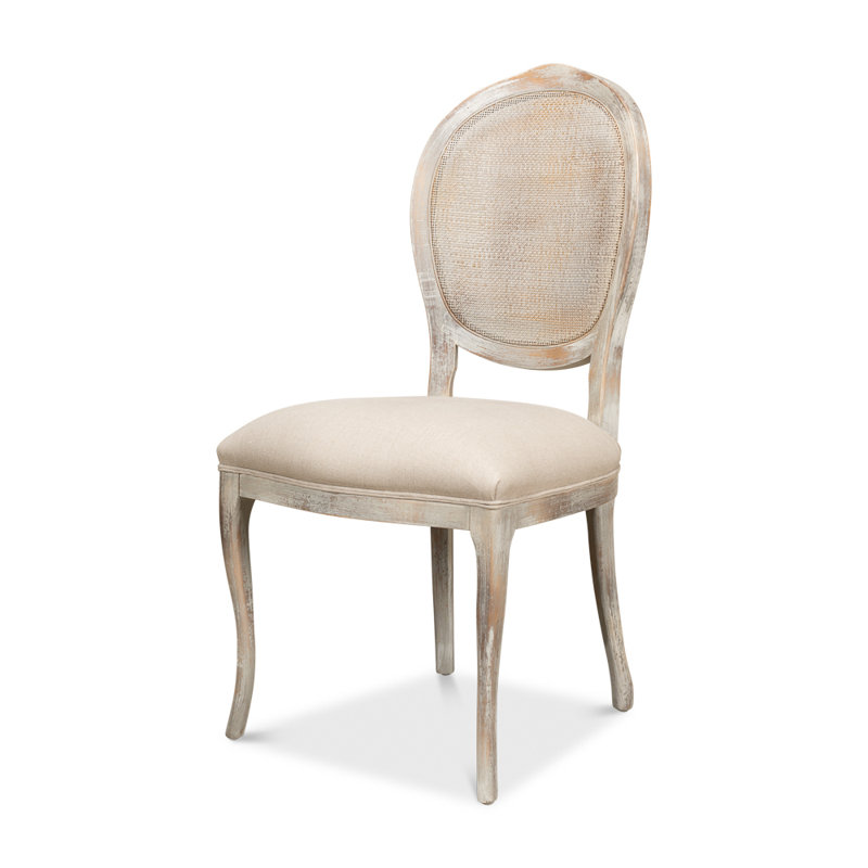 Chaise d'appoint ovale Banner Cane, Gris clair, gris