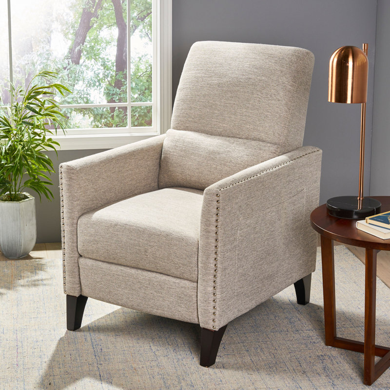 Aresha Upholstered Recliner, Light Gray