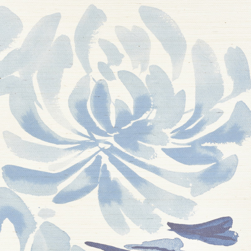 Papier peint en sisal Hana, Bleu