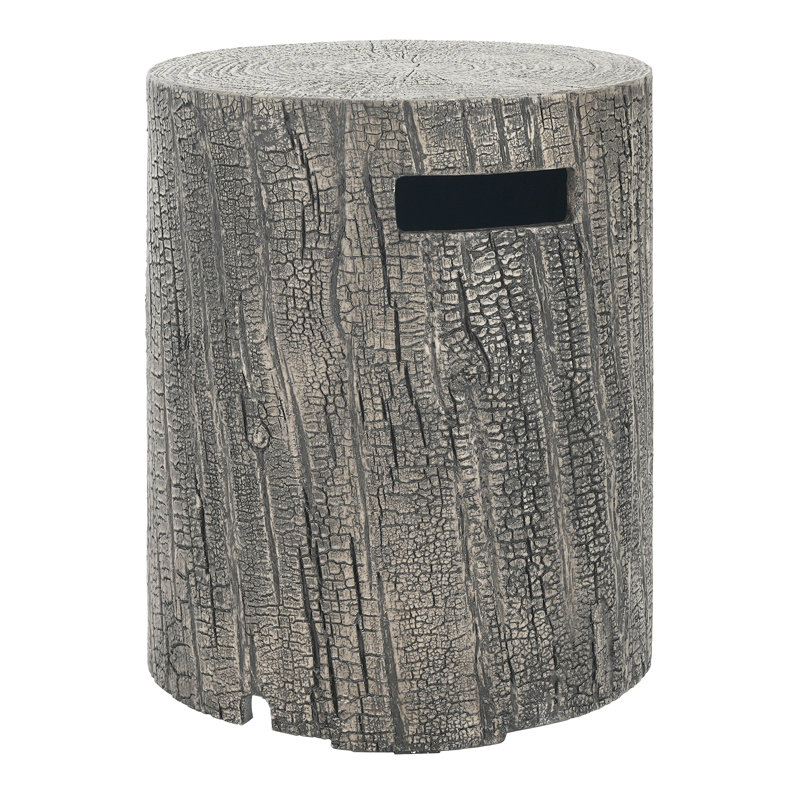 Porte-réservoir et table d'appoint en oxyde de magnésium 16 x 20 pouces, aspect gris, conception ronde, béton léger, sans assemblage pour les rassemblements de loisirs en plein air