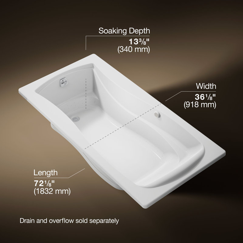 Baignoire à air chaud chauffée à bulles 72,125 po x 36,125 po Mariposa®, Blanc