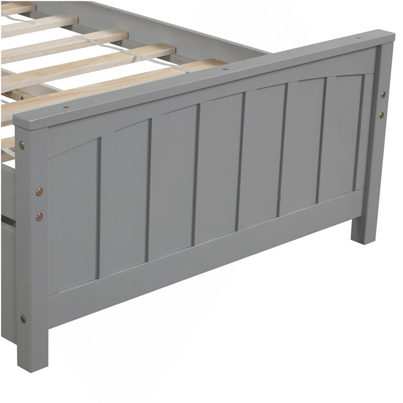Lit plateforme simple avec lit gigogne, gris, Gris