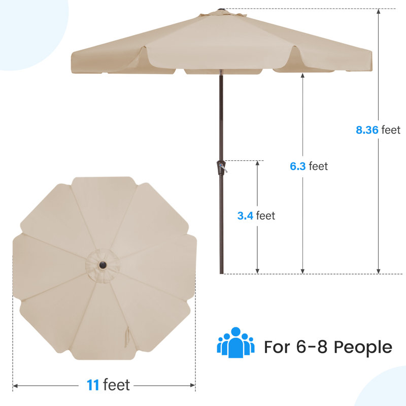Parasol de marché pour patio extérieur, Beige, H 99,6 po x l 132 po x P 132 po