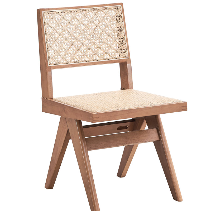 Chaise d'appoint beige et naturelle pour la salle à manger - 2 chaises de style Mid-Century moderne, espace avec 2 dossiers légèrement incurvés et sièges naturels et élégants