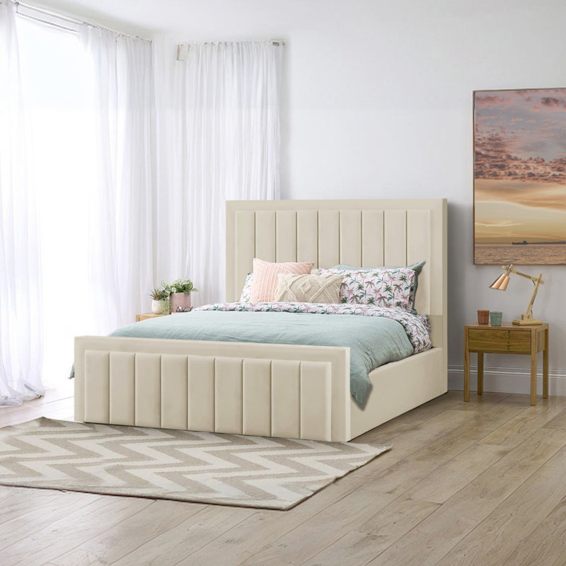 Antrone Upholstered Ottoman Storage Bed, Double (4'6), Cream