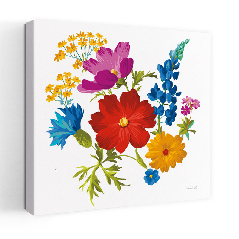 Brilliant Blooms I Vibrant Contemporary Flower Art, H 18 po x l 18 po