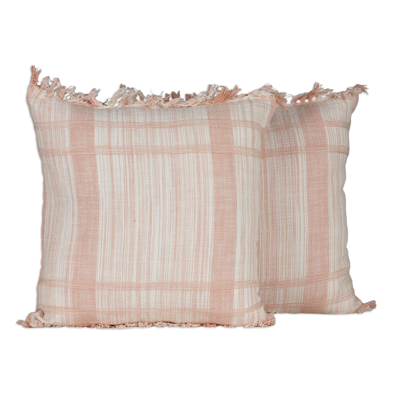 Housses de coussin en coton pêche faites à la main Novica (paire)