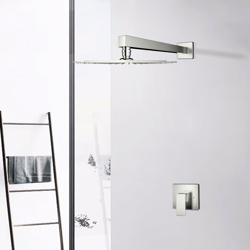 Robinet de douche en nickel brossé, installation murale - laiton, valve incluse