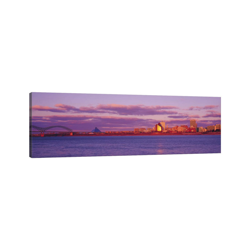 Memphis Panoramic Skyline Cityscape (Dusk) - Wrapped Canvas Panoramic Print