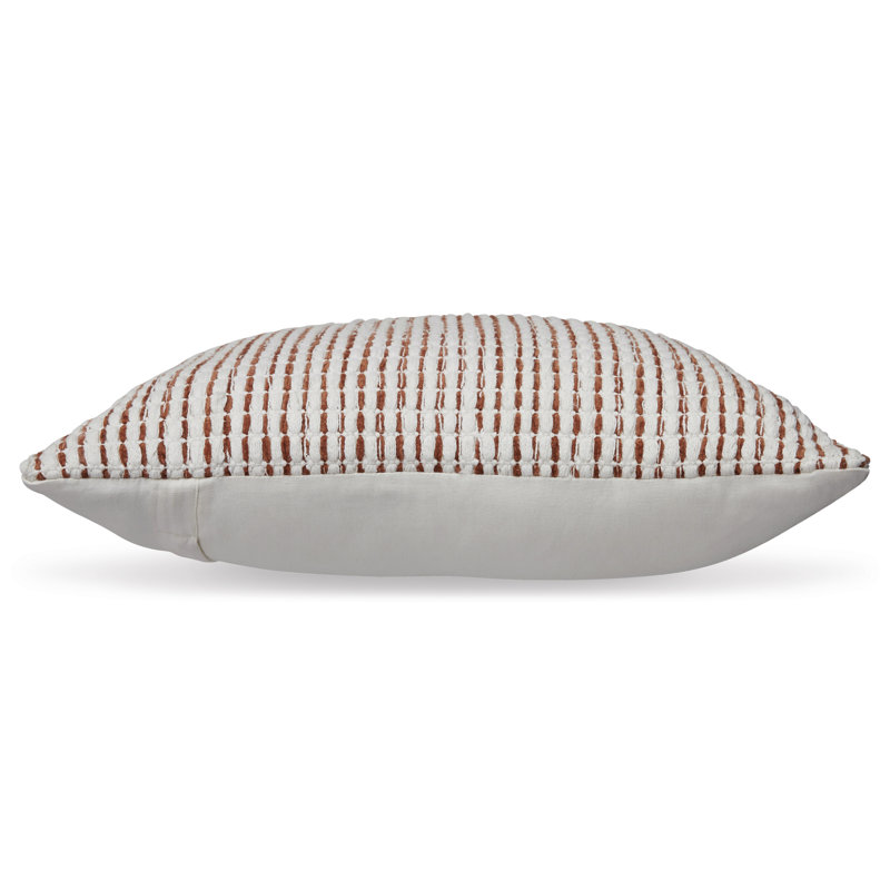Rust and White Woven Stripe Square Throw Pillow