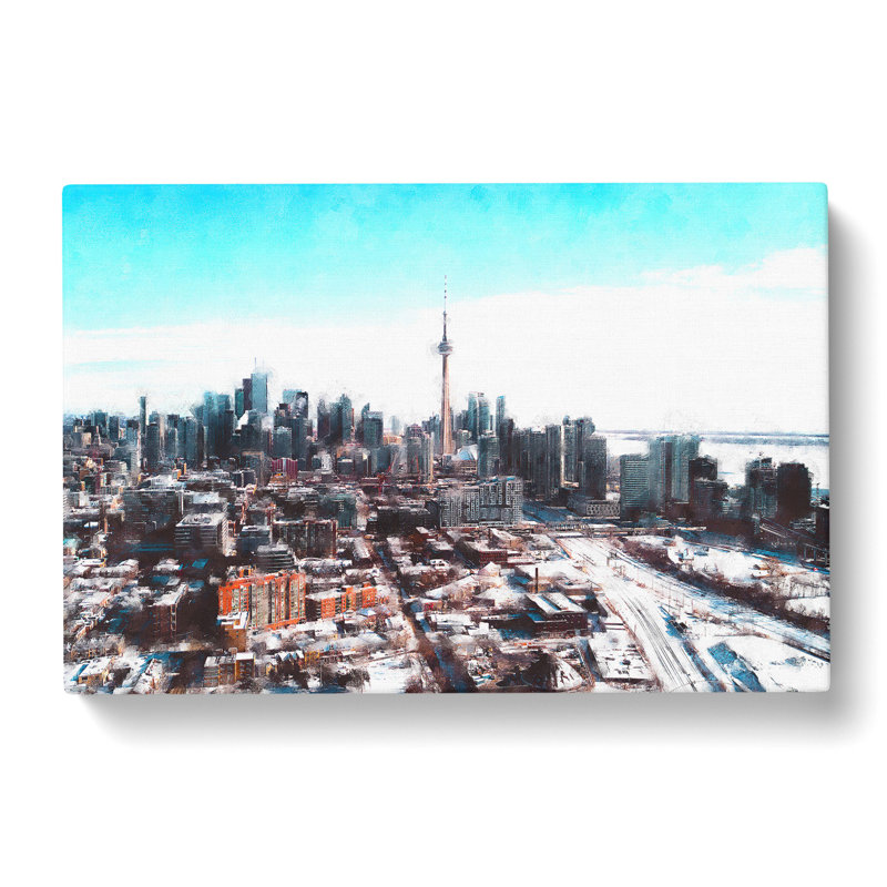 Snowy Toronto Painting - Wrapped Canvas Print, 35cm H x 50cm W x 3cm D