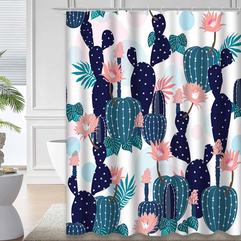 Rideau de douche imperméable à motif floral avec 12 crochets, L 72 po x l 72 po