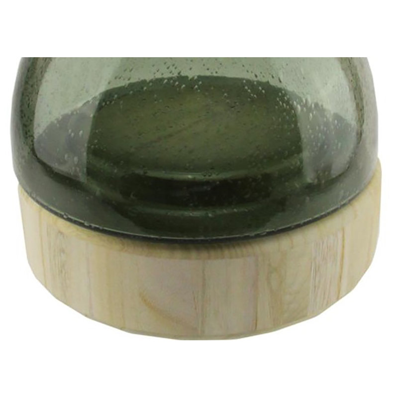 Porte-bougie 9,75 "avec base en bois, Gris