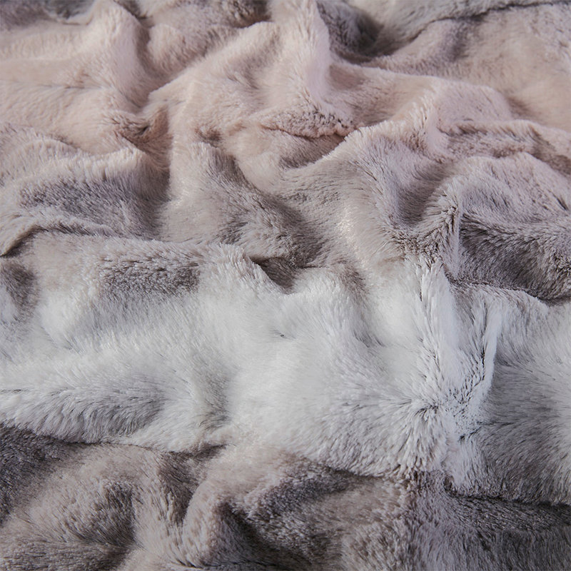 Oversized Faux Fur Throw, Gray, 69.99" L x 59.99" W