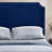 Blue Queen Panel Bed With Scooped Headboard