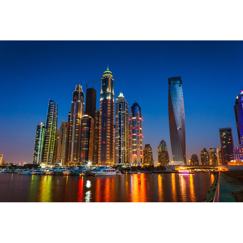 Dubai Marina At Night by Alan64 - Wrapped Canvas Print, 30cm H x 46cm W