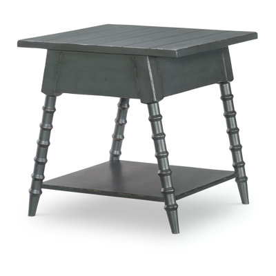 Country Living Vintage Market Splayed Bobbin Leg End Table with Drawer and Shelf