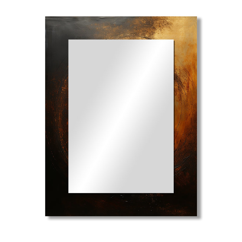 Bronze Blackhole Solar System I - Our Solar System Decorative Mirror, Yellow Large Wall Mirror, Printed Metal Art, 40" x 30"