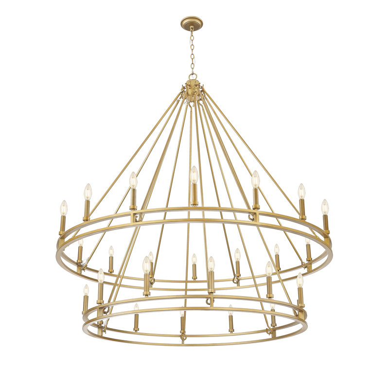 Lustre en laiton Hershel Signature, 28 lumières, H 61 po x l 60 po x P 60 po